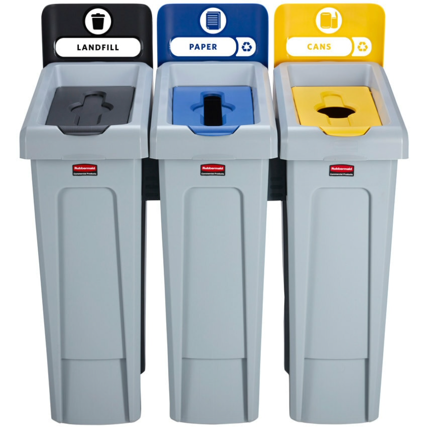 Rubbermaid Slim Jim Recycling Station Bundle 3 Stream.