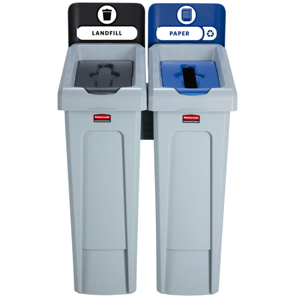 Rubbermaid Slim Jim Recycling Station Bundle 2 Stream.
