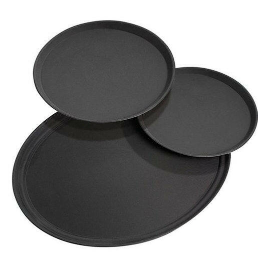 Genware Tray Gengrip Fibreglass Round Black 35.5cm Sold Separately - Cater-Connect Ltd