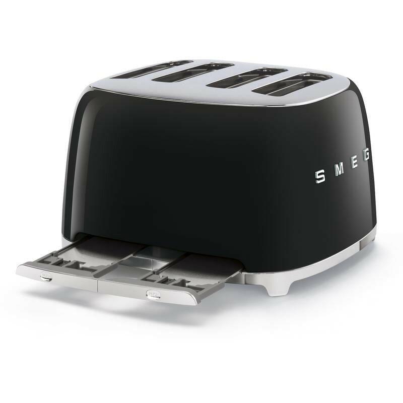 Smeg TSF03BLUK Black 50s 4 by 4 Slice Toaster.