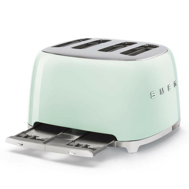 Smeg TSF03PGUK Green 50s 4 by 4 Slice Toaster.