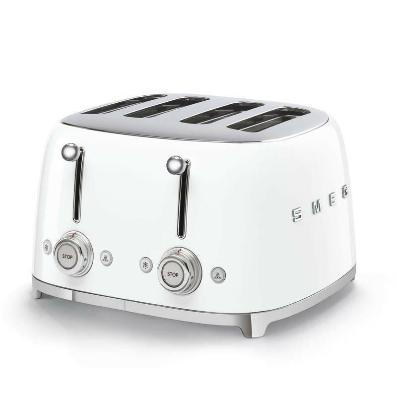 Smeg TSF03WHUK White 50s 4 by 4 Slice Toaster.
