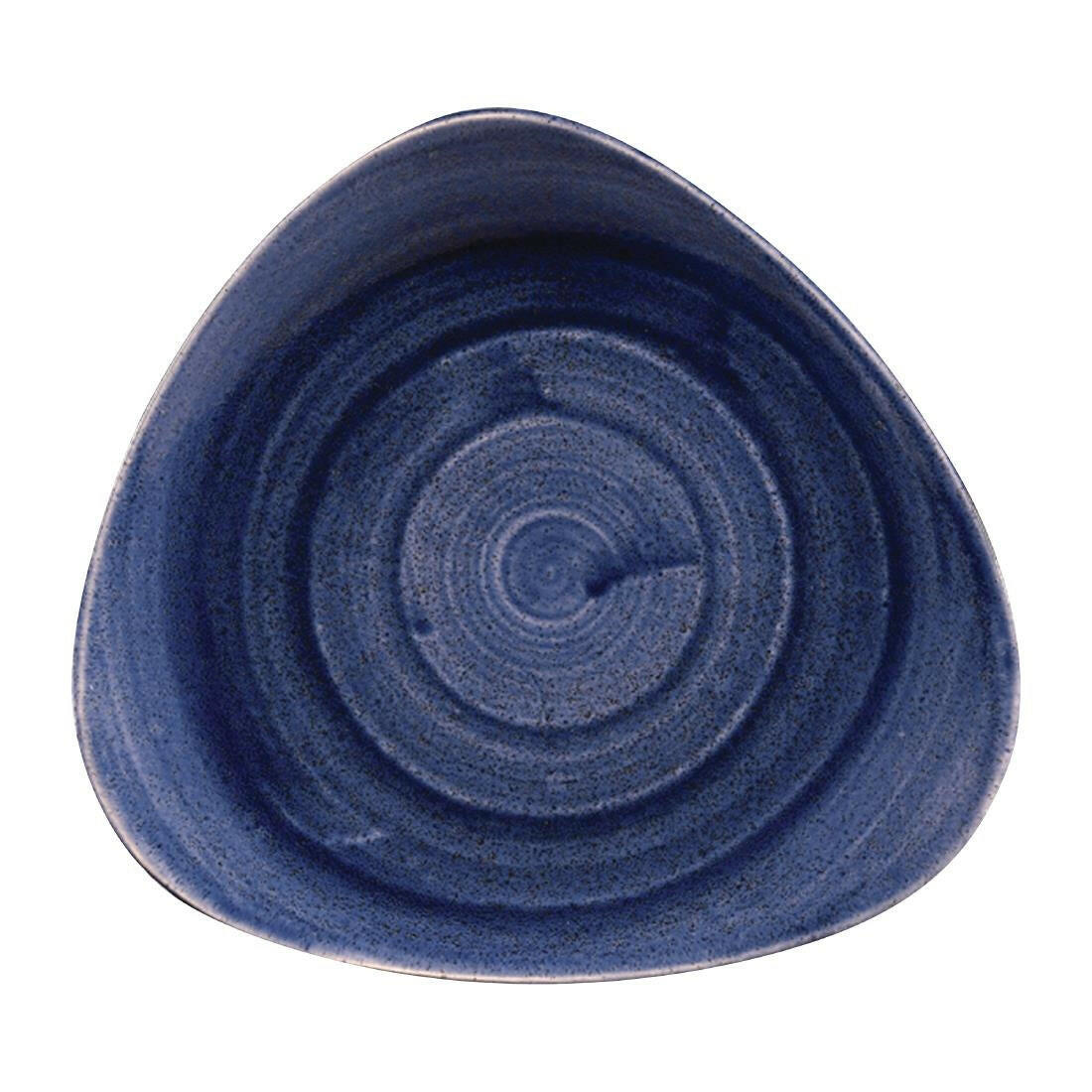 Churchill Stonecast Patina Cobalt Blue Triangular Lotus Plate 9" Case Size 12 - Cater-Connect Ltd