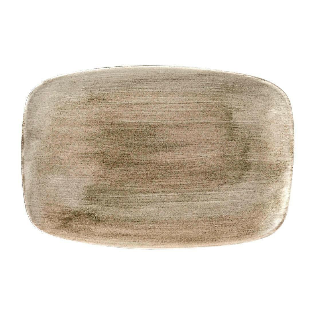 Churchill Stonecast Patina Antique Taupe Oblong Chefs Plate 13 1/2" X 9 1/4" Case Size 6.