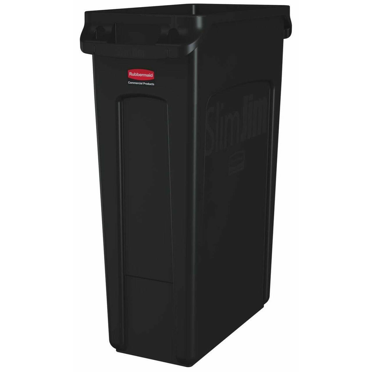 Rubbermaid Slim Jim Black Bin With Venting Channels 87L.