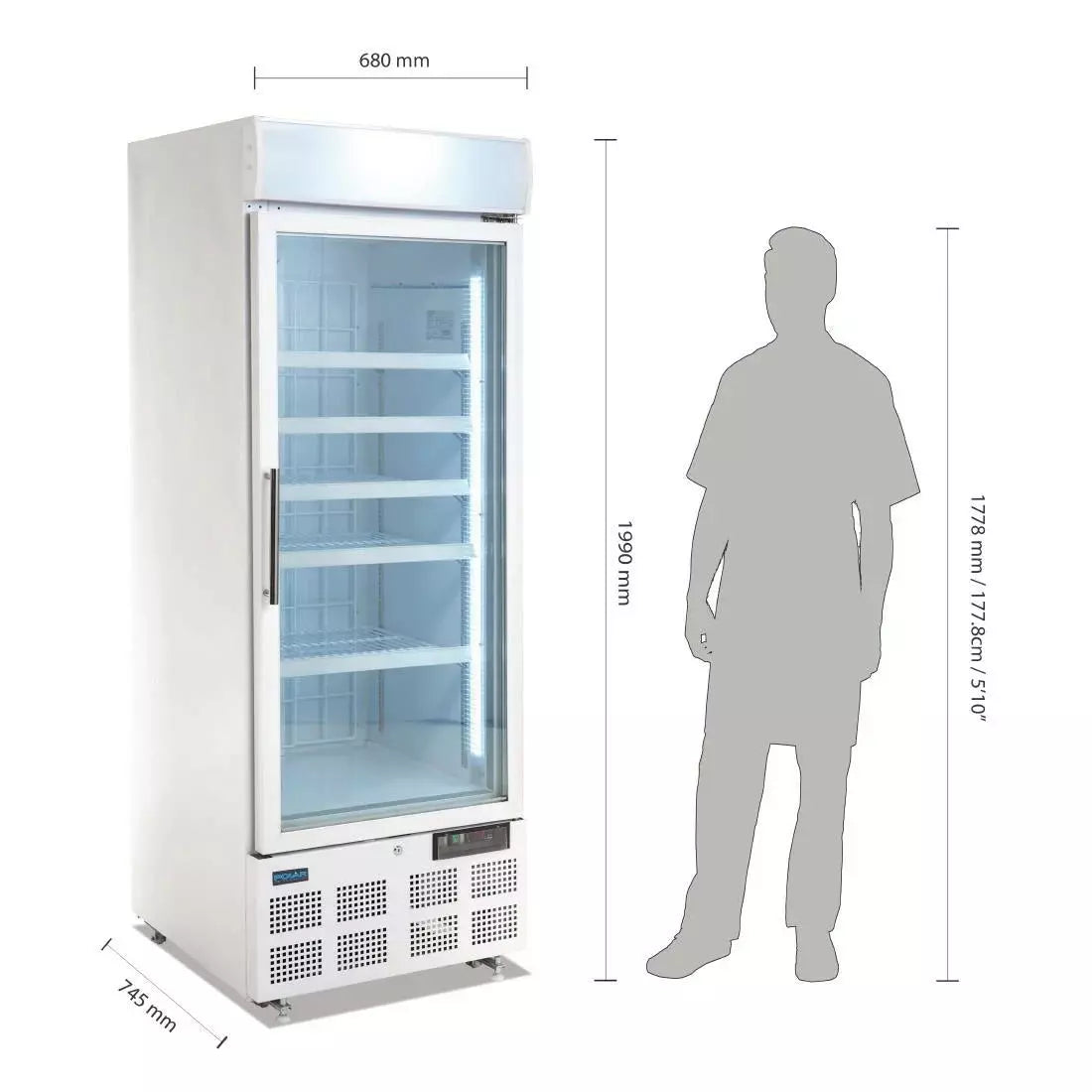 Polar GH506 G-Series Upright Single Door Display White Freezer 412 Litres - Cater-Connect Ltd
