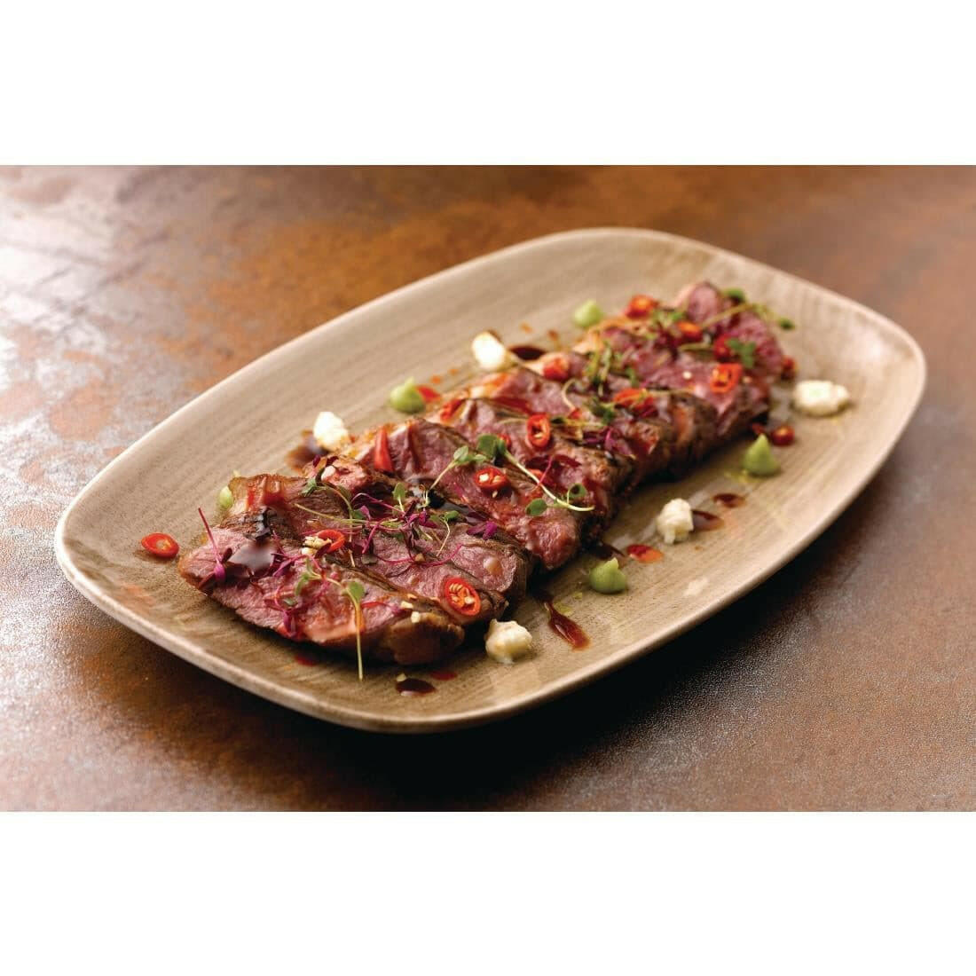 Churchill Stonecast Patina Antique Taupe Chefs Oblong Plate 15.3cm x 19.8cm Case Size 12 - Cater-Connect Ltd