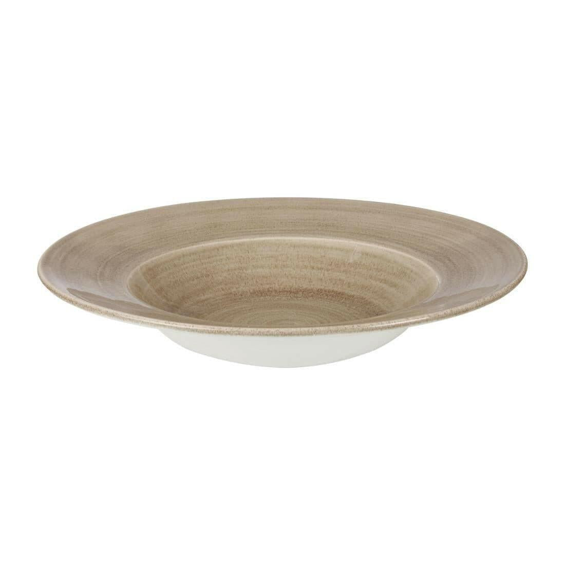 Churchill Stonecast Patina Antique Taupe Profile Wide Rim Bowl Large 11" Case Size 12.