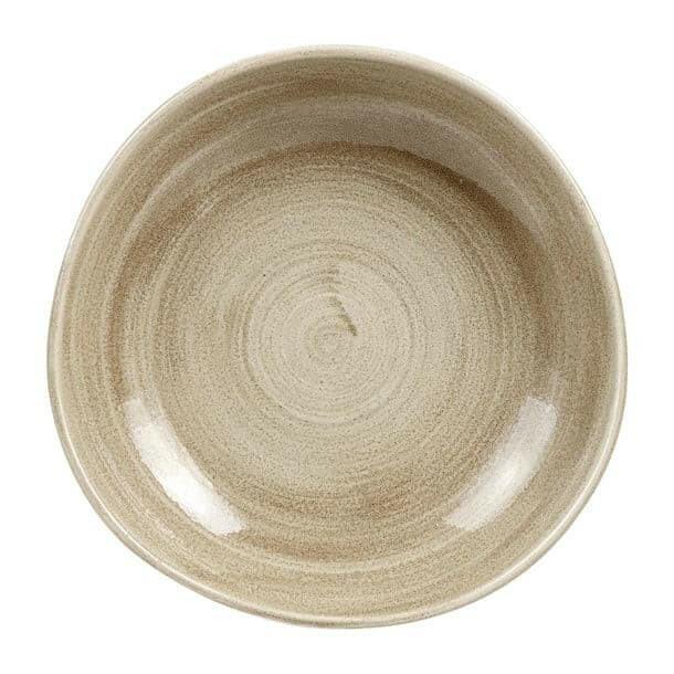 Churchill Stonecast Patina Antique Taupe Round Trace Bowl 9 7/8" Case Size 12.