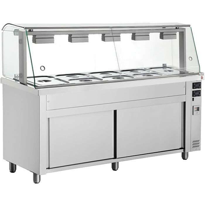 Inomak MIV718 Bain Marie 5 x 1/1GN Heated Base With Glass Structure.
