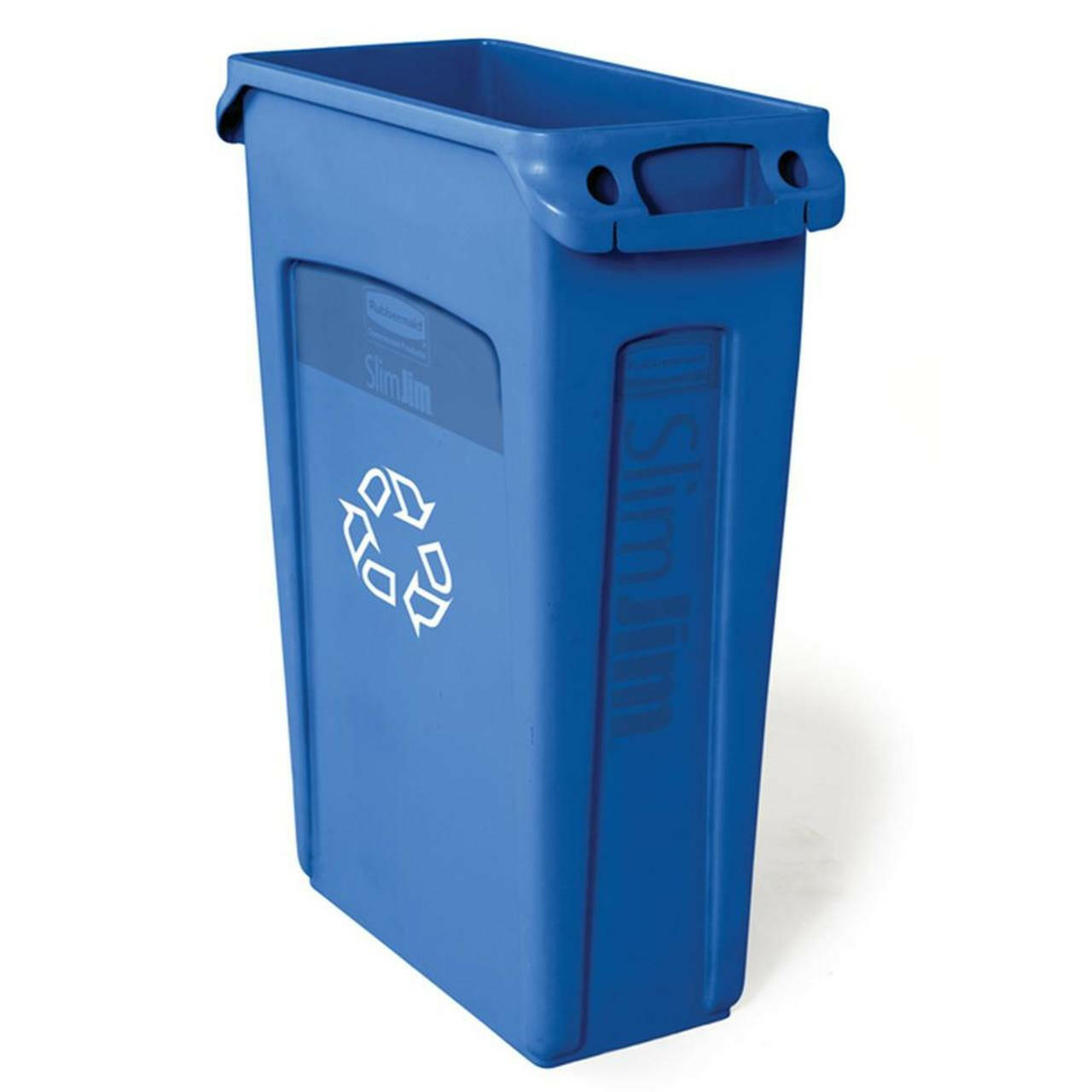 Rubbermaid Slim Jim Blue Bin With Venting Channels 87L - Cater-Connect Ltd