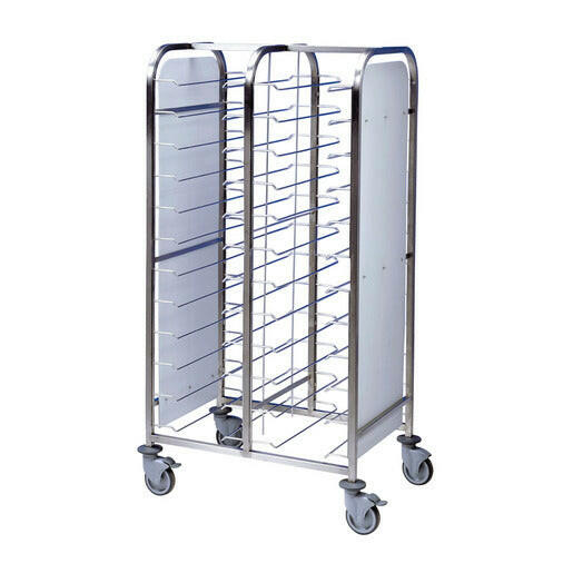 Premier Tray Clearing Trolley 2 x 12 Tray Stainless Steel With Side Panels - Cater-Connect Ltd