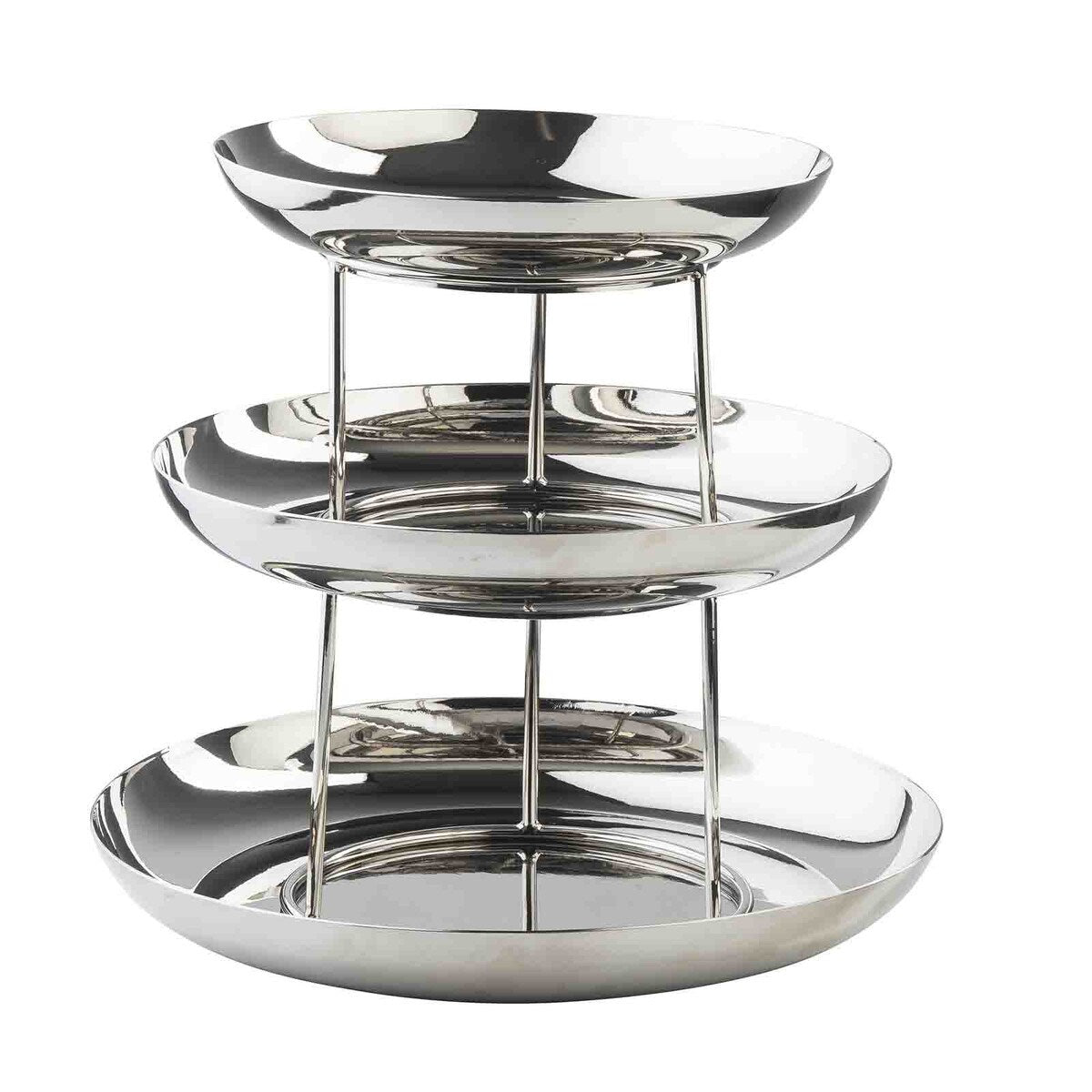 Tablecraft Stainless Steel Round Three-Tiered Seafood Tower