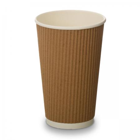 Recyclable Hot Beverage Takeway Cup Kraft Ripple Walled 16oz Case Size 500