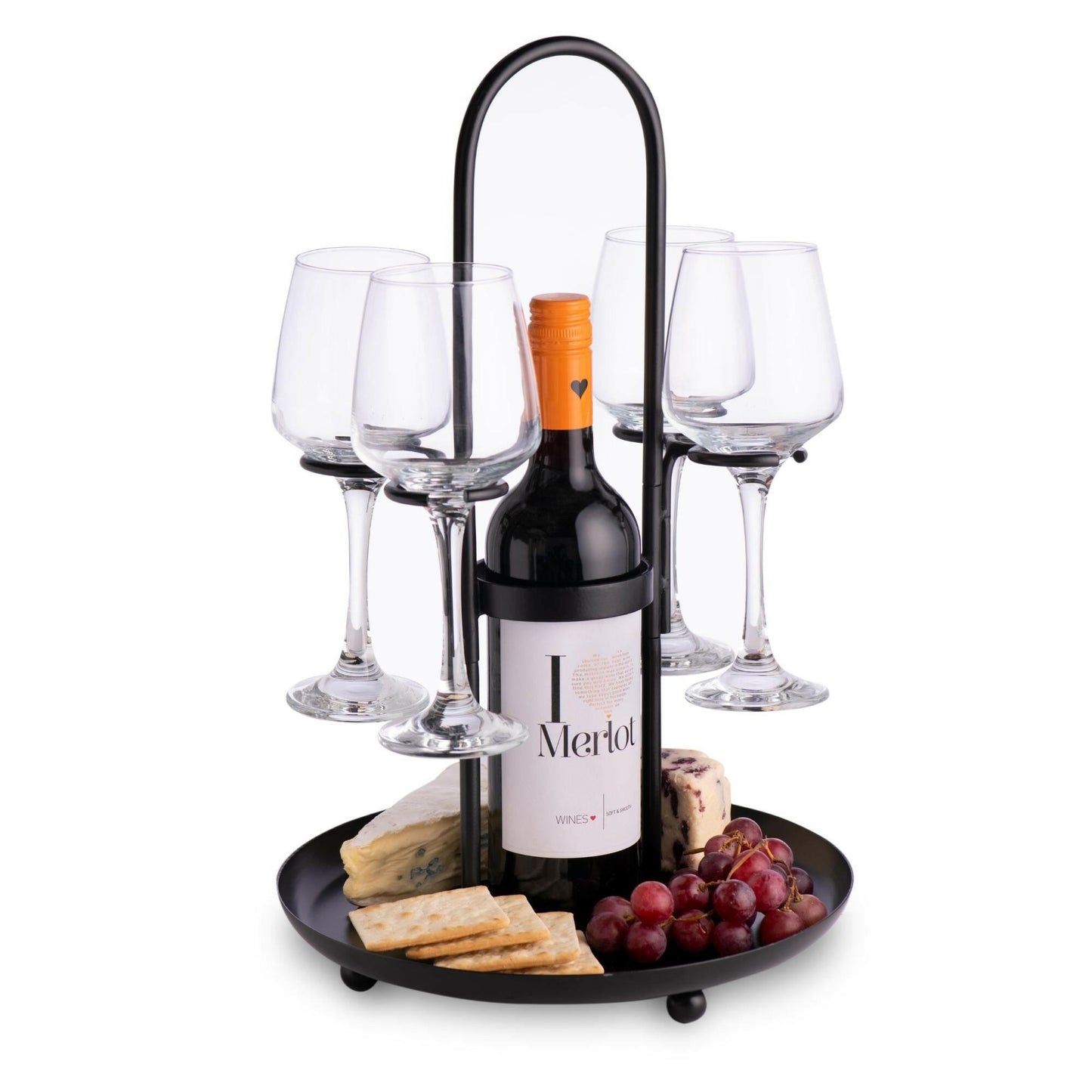 Four Glass Wine Serving Tree Stand