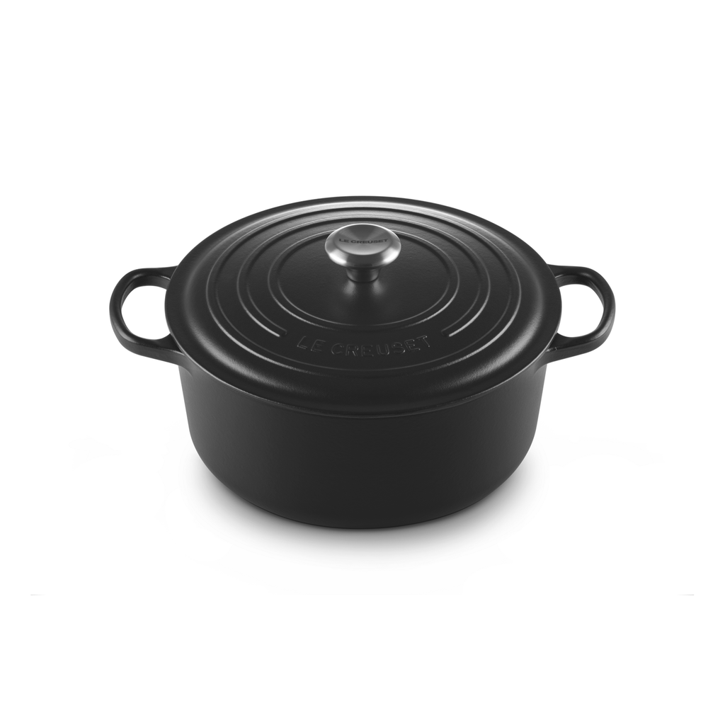 Le Creuset Satin Black Cast Iron Round Casserole 26cm 5.3 Litres