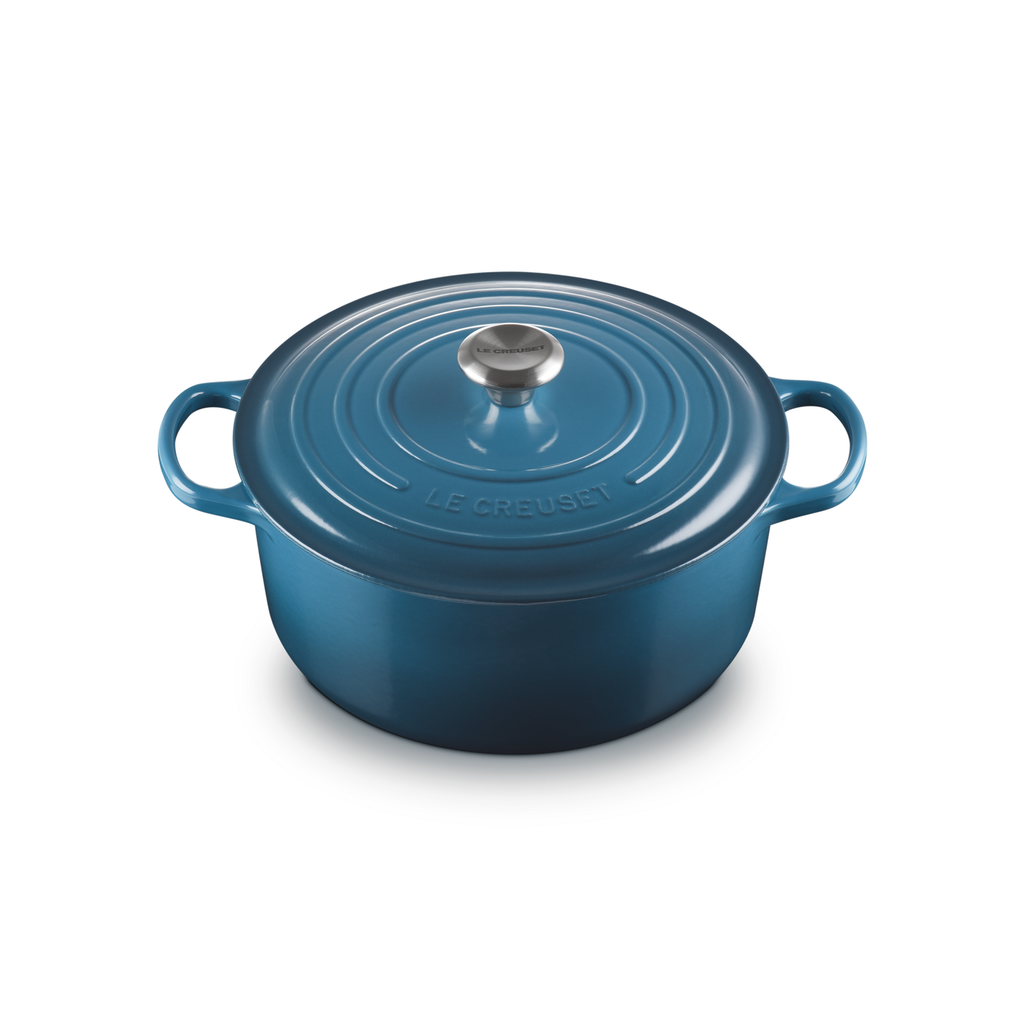 Le Creuset Deep Teal Cast Iron Round Casserole 26cm 5.3 Litres