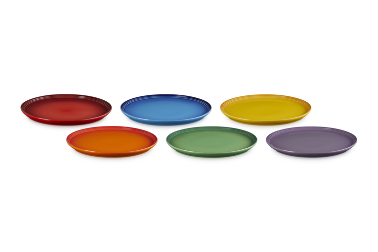 Le Creuset Stoneware Rainbow Coupe Set Of 6 Dinner Plates 27cm