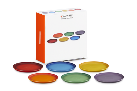 Le Creuset Stoneware Coupe Rainbow Set Of 6 Side Plates 22cm Case Size 6