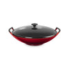 Le Creuset Cerise Cast Iron Wok With Glass Lid 36cm/4.5 Litres
