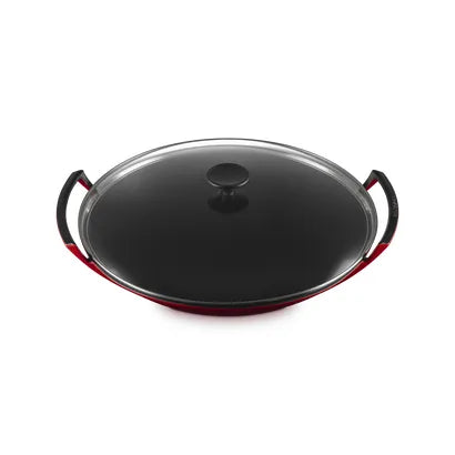 Le Creuset Cerise Cast Iron Wok With Glass Lid 36cm/4.5 Litres