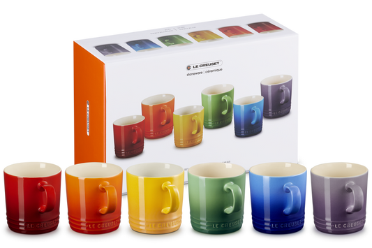 Le Creuset Stoneware Stoneware Rainbow Set Of 6 Coffee Mugs 350ml