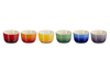 Le Creuset Stoneware Stoneware Rainbow Set of 6 Mini Ramekins Case Size 6
