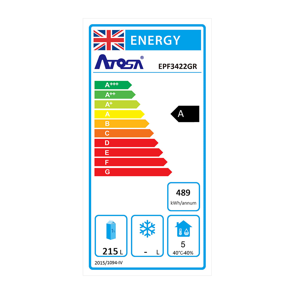 Atosa EPF3422HDSB Two Door Splash Back Counter Fridge 280 Litres
