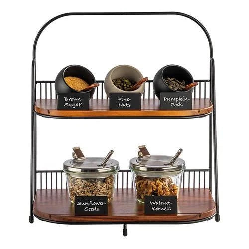 APS Acacia Wood 2 Tier Serving & Buffet Display Stand.