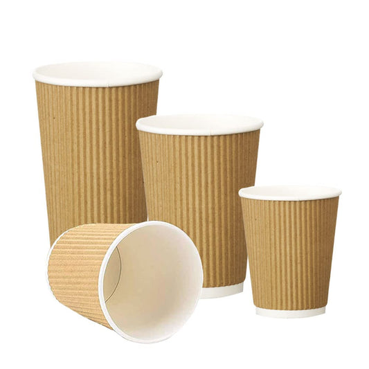 Recyclable Hot Beverage Takeway Cup Kraft Ripple Walled 8oz Case Size 500