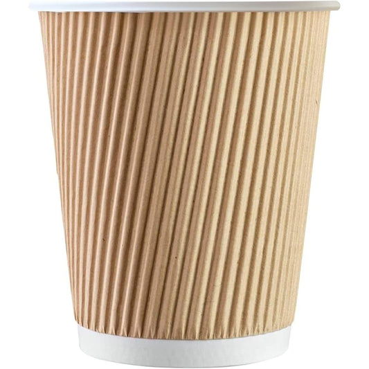 Recyclable Kraft Paper Cup Ripple Walled Black 12oz Case Size 500