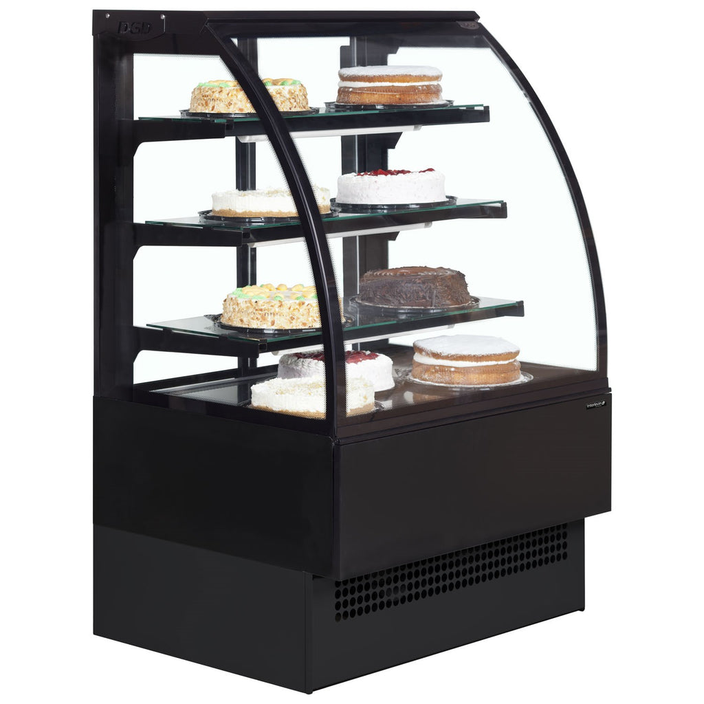 Interlevin EVO602 Curved Glass Freestanding Black Patisserie Food Display 600mm