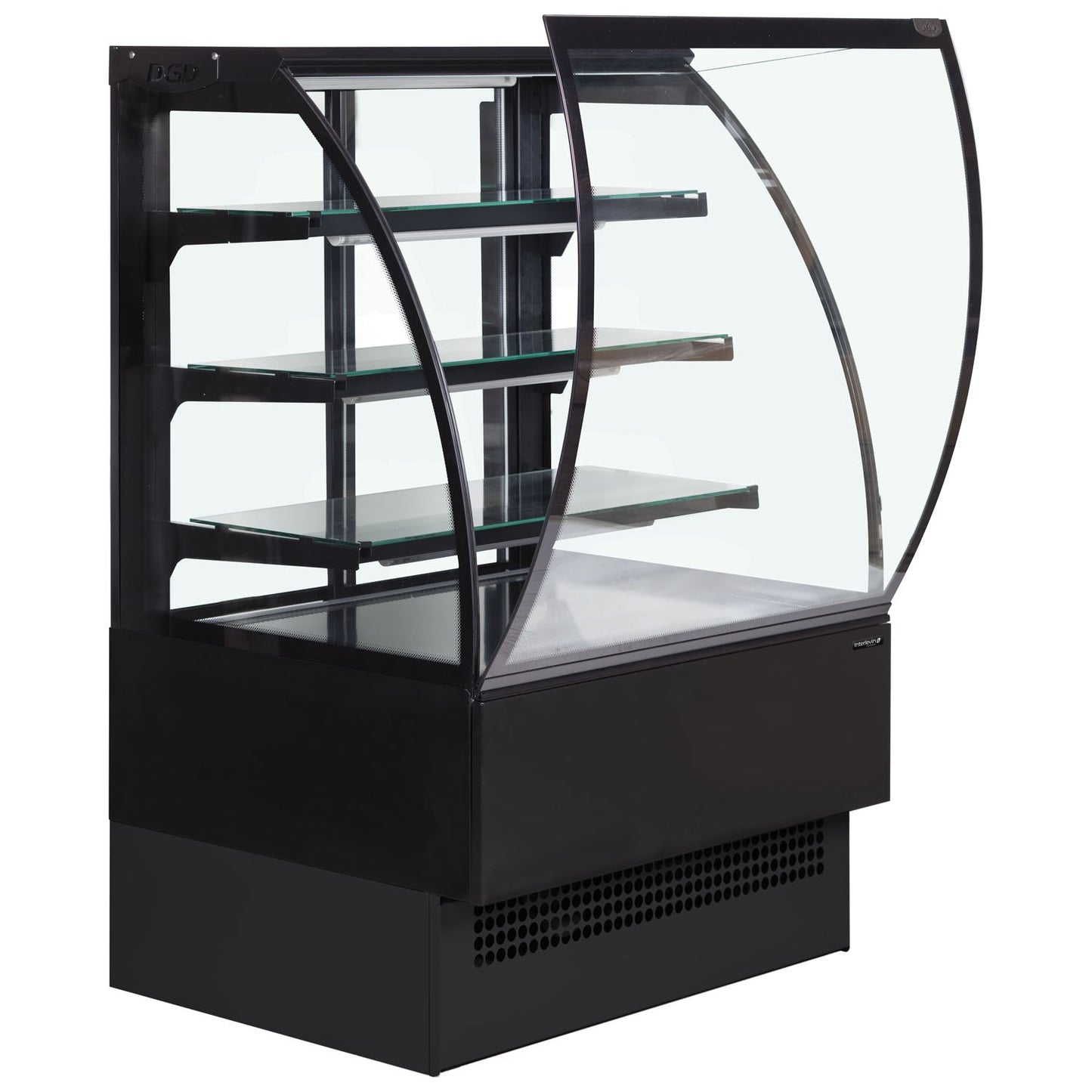 Interlevin EVO602 Curved Glass Freestanding Black Patisserie Food Display 600mm