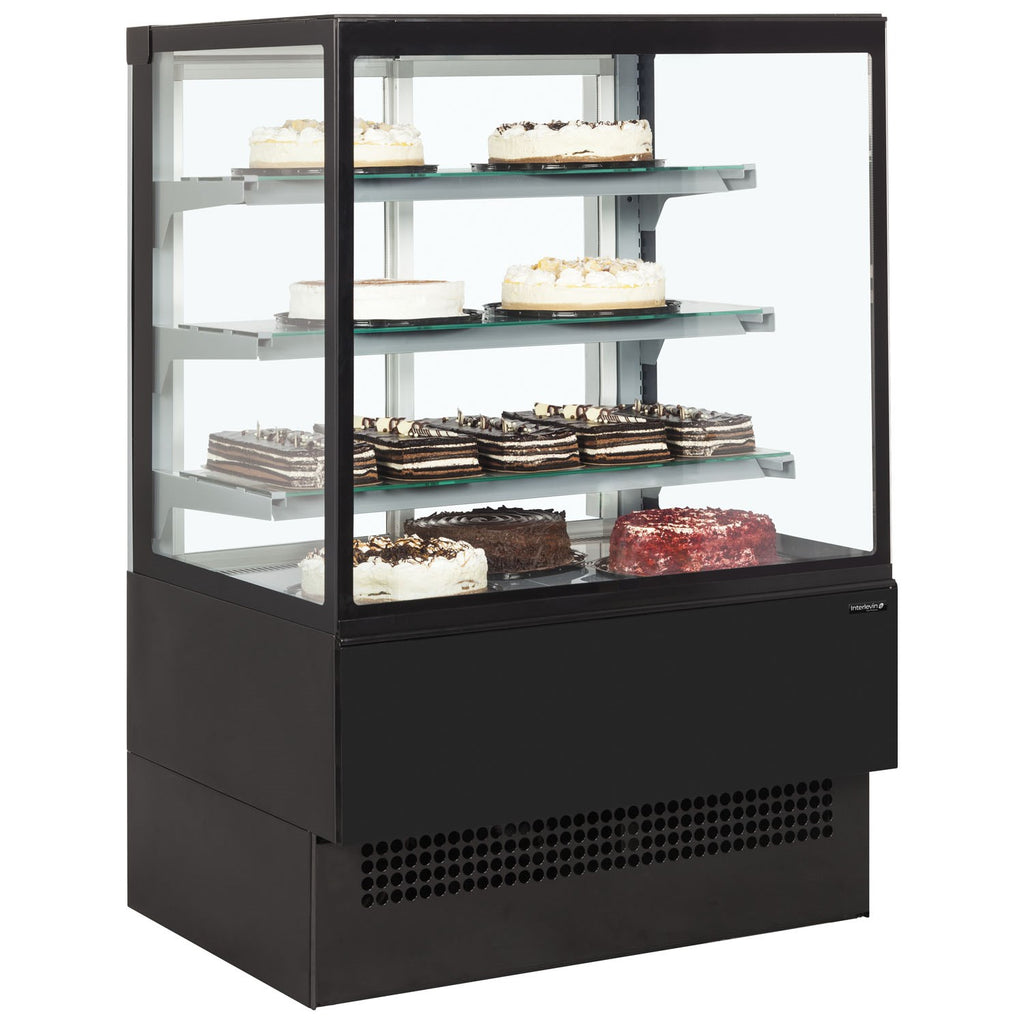 Tefcold EVOK902 Flat Glass Black Patisserie Food Display 905mm