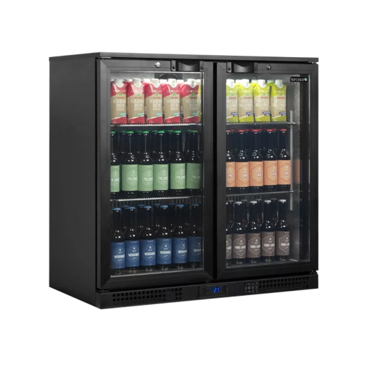 Tefcold BA21H Black Double Door Back Bar Bottle Cooler 196 Litres