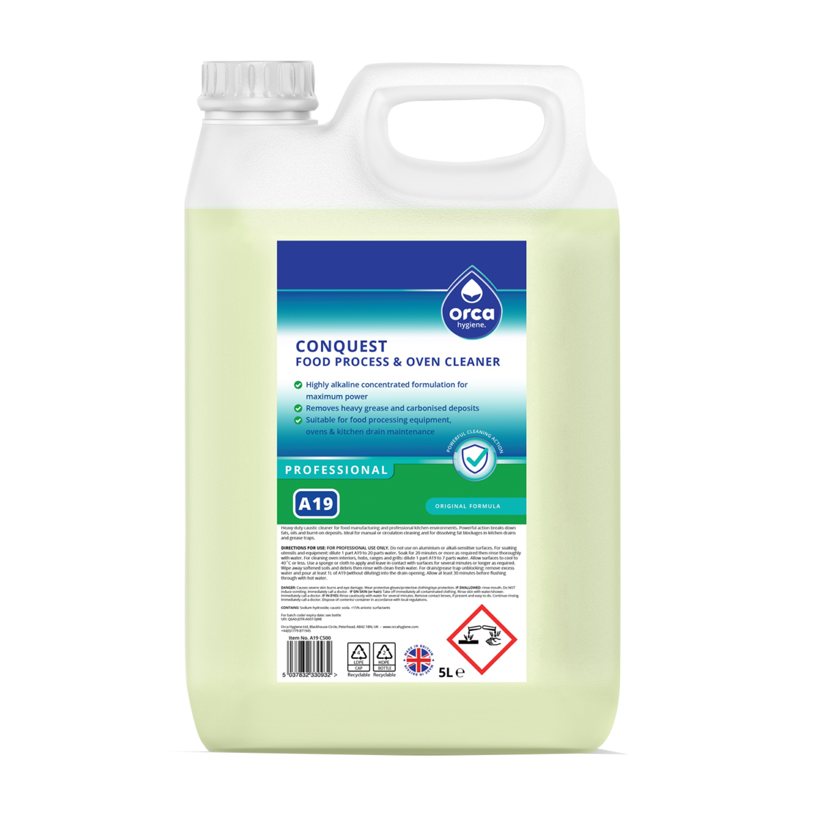 Orca Hygiene A19 Conquest Food Process & Oven Cleaner 5 Litres