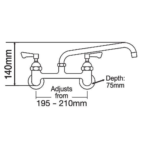 Mechline AJ-W-412L Twin Mixer Swivel Spout Tap 300mm