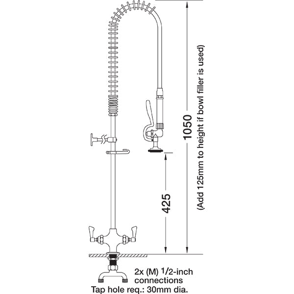 Mechline Pre Rinse Spray AJPR20-ST-BF0-S - Cater-Connect Ltd