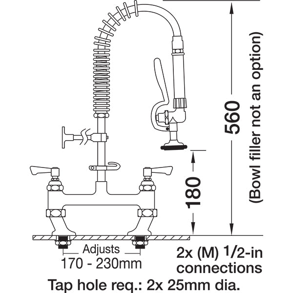 Mechline Pre Rinse Spray AJPR30-SS-BF0-S - Cater-Connect Ltd