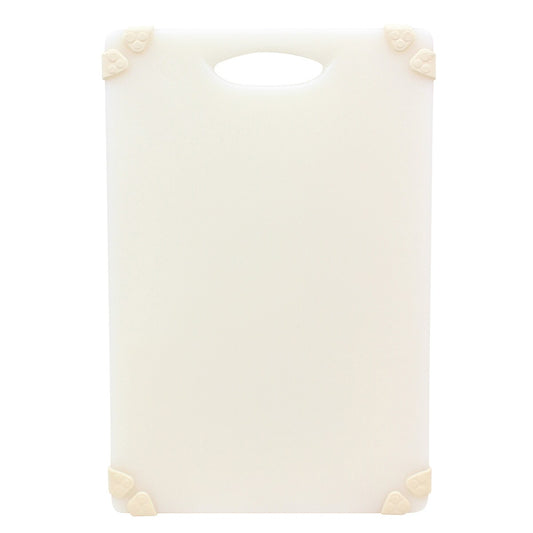 Tablecraft White 18 x 12" Grippy™ Polypropylene Cutting Board