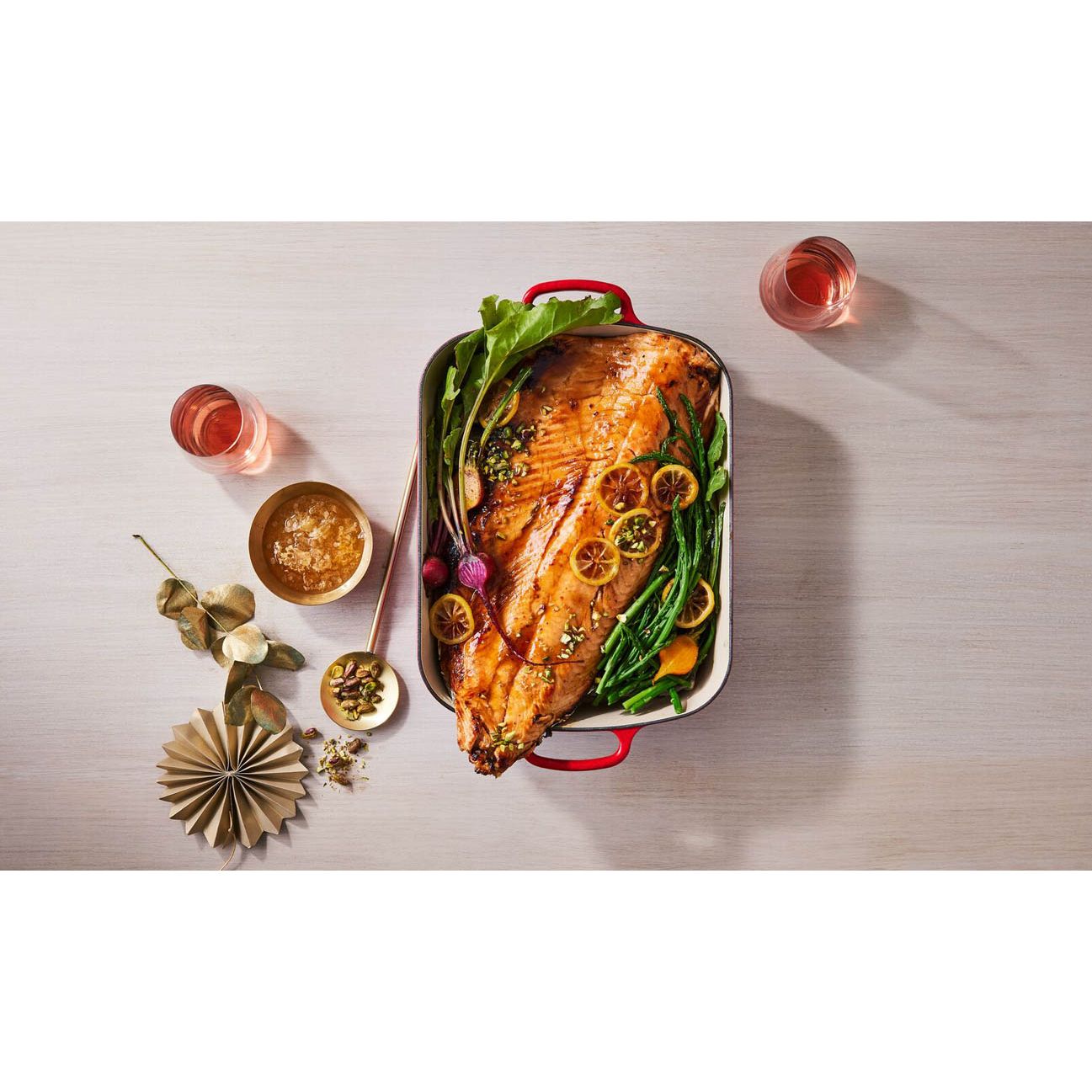 Le Creuset Cerise Cast Iron Roasting Pan 33cm/4.9 Litres