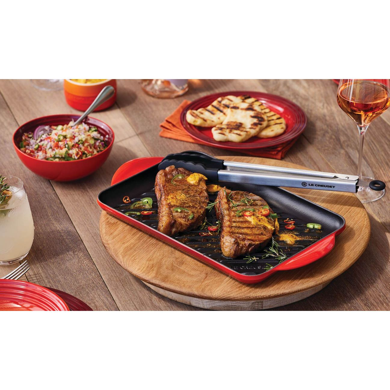 Le Creuset Cerise Cast Iron Rectangular Grill Pan 32cm