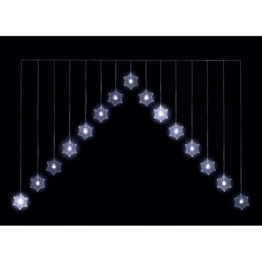 Snowtime Snowflake V Curtain Christmas Lights 15 Ice White LEDs - Cater-Connect Ltd