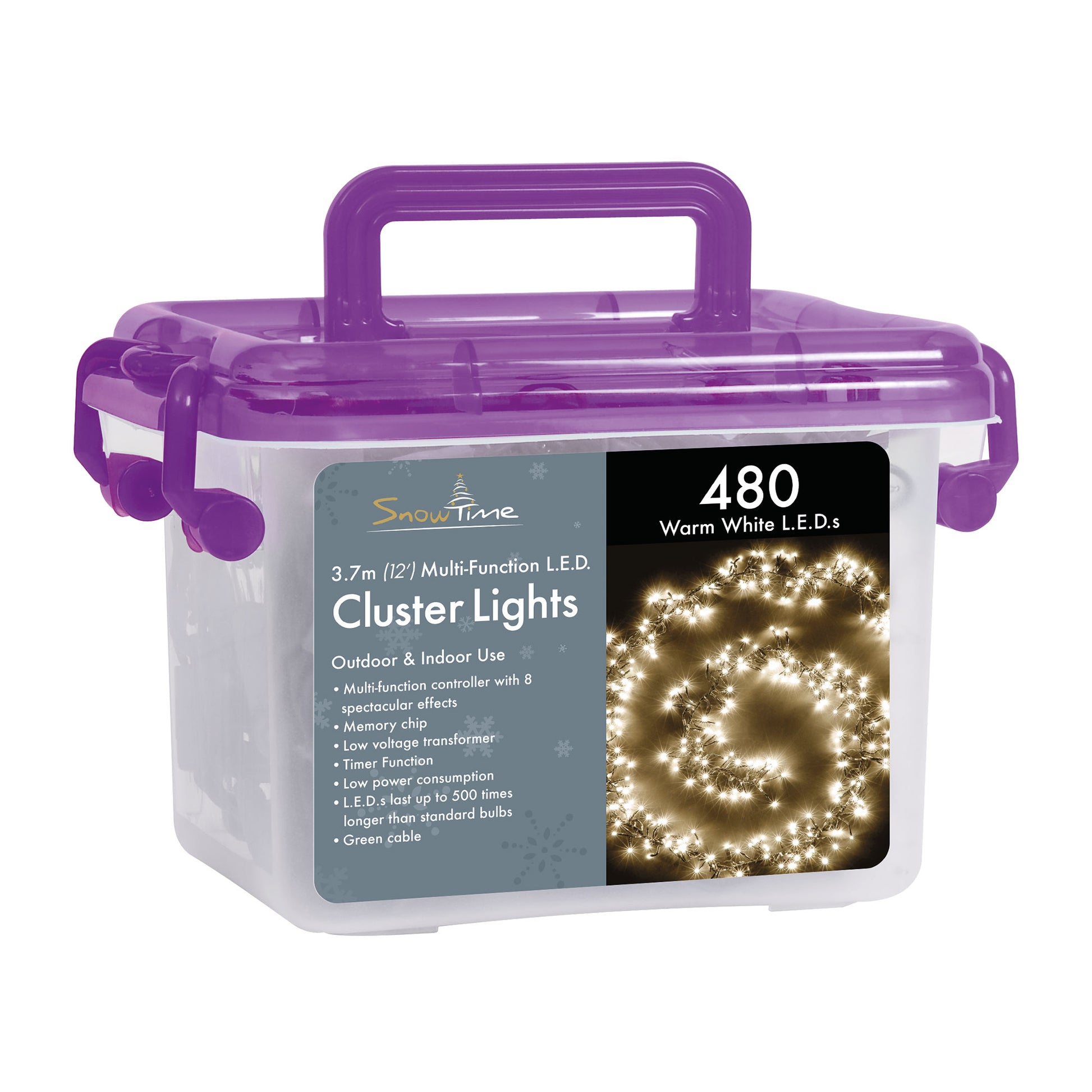 Snowtime Indoor & Outdoor 480 Led Warm White Cluster Christmas Lights With Timer - Cater-Connect Ltd