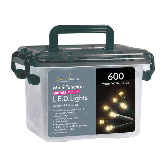 Snowtime Indoor & Outdoor 600 Led Warm White Light Cluster Christmas Lights With Timer - Cater-Connect Ltd