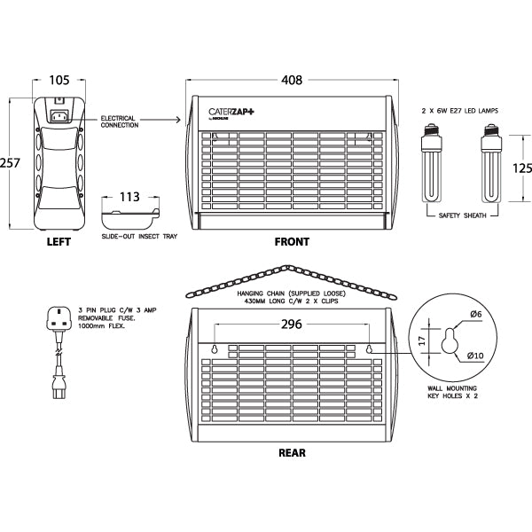 Mechline CaterZap CZP-LED-40S Energy Saving 29W Insect Killer