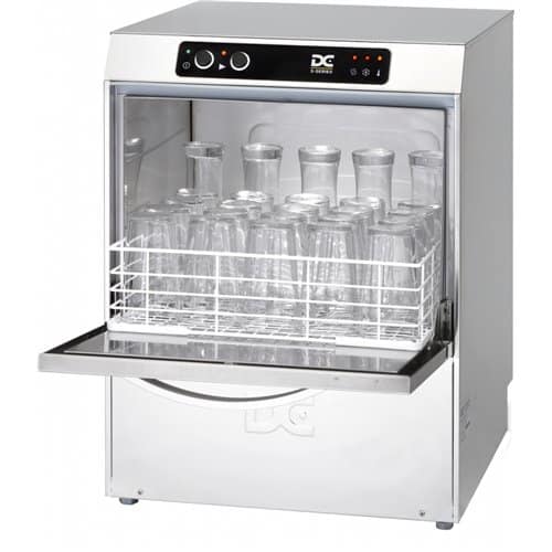 The DC EG35 IS D Economy Glasswasher with Drain Pump and Integral Softener is an entry level frontloading glasswasher.