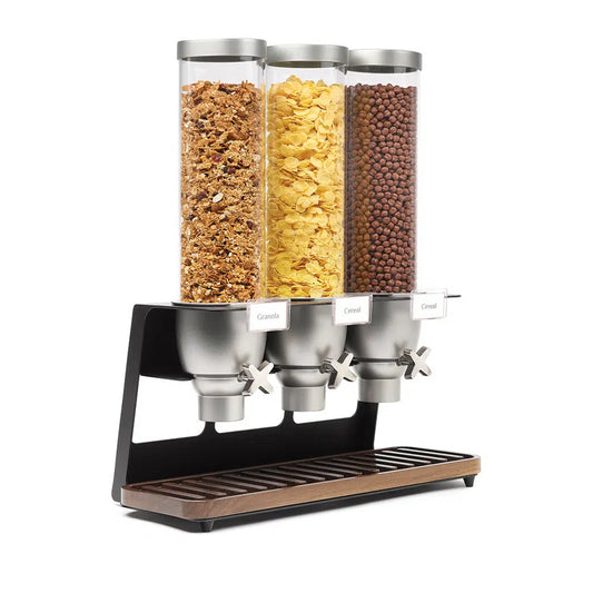 Rosseto EZ-SERV® Three-Container Table Top Dispenser With Walnut Tray 3.9 Gallons