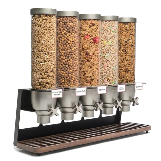 Rosseto EZ-SERV® Five-Container Table Top Dispenser With Walnut Tray 6.5 Gallons