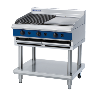 Blue Seal Evolution G596-LS Ribbed Chargrill & Griddle Plate Leg Stand Model